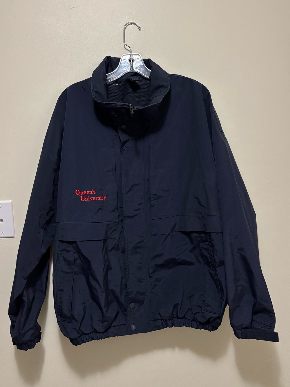 Vintage Landmark Queen's University Navy Full Zip Windbreaker Jacket XL